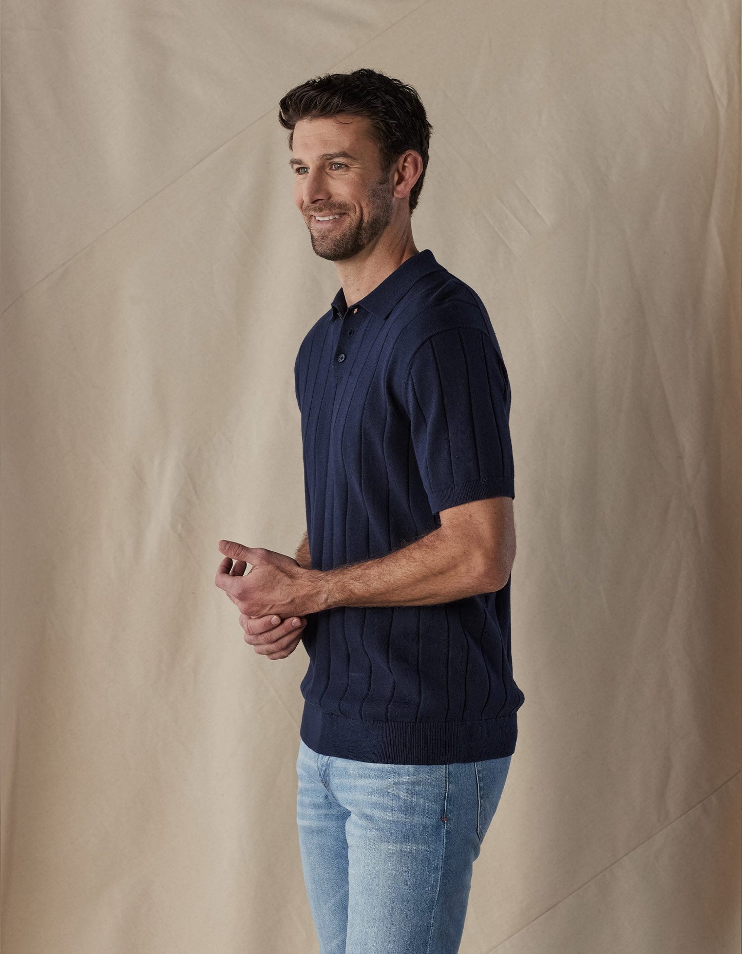 Robles Rib Stitch Polo in Heathered Grey