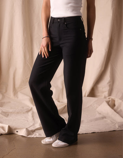 Comfort Terry Wide Leg Pant in Black