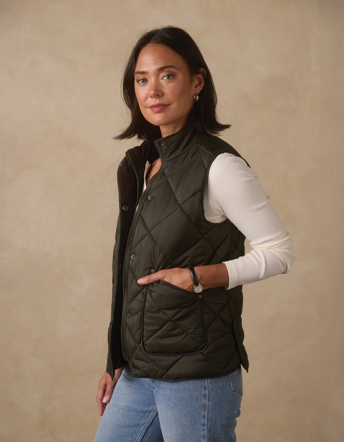 Quilted Liner Vest in Alpine/Chestnut