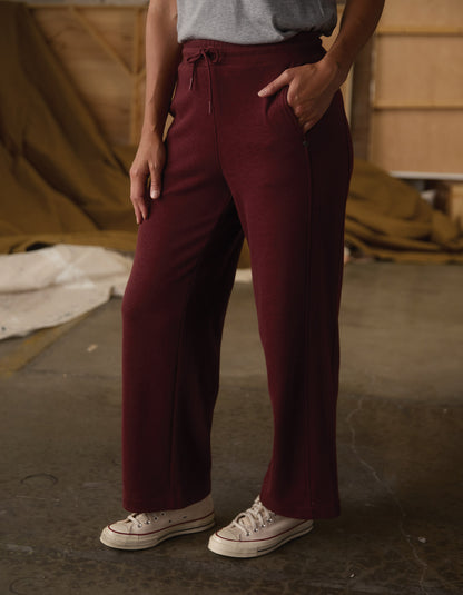 Fleece Puremeso Wide Leg Pant in Port Wine