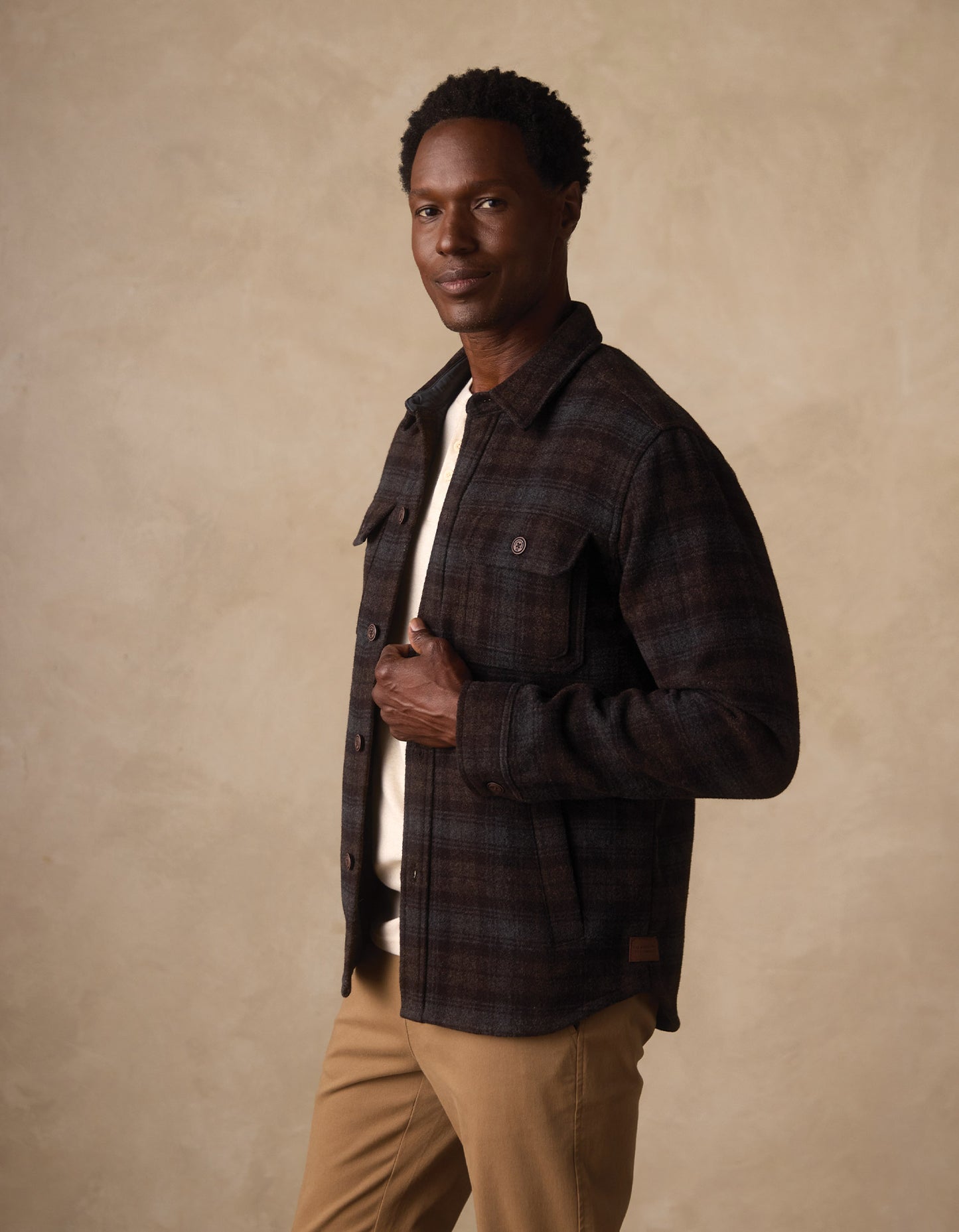 Brightside Flannel Lined Workwear Jacket in Brown Plaid