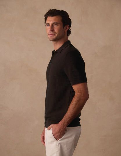 Breezeknit Button Up in Dark Brown