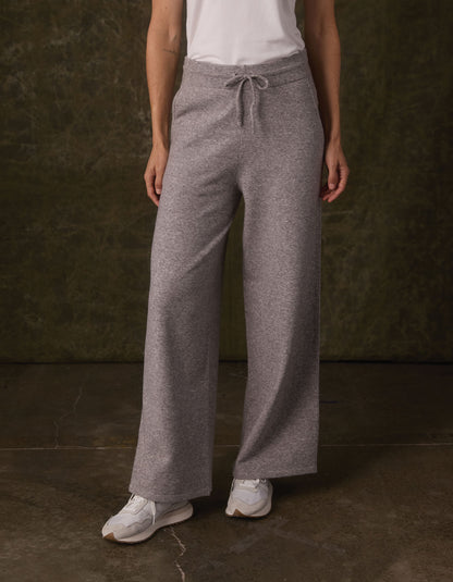 Arvada Wide Leg Knit Pant in Heather Grey