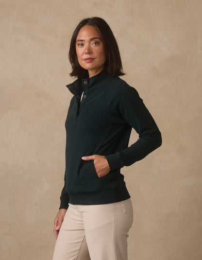 Puremeso Weekend Snap Pullover in Emerald