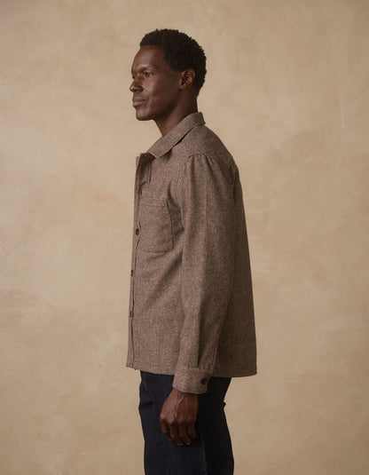 Houndstooth Overshirt in Khaki Multi