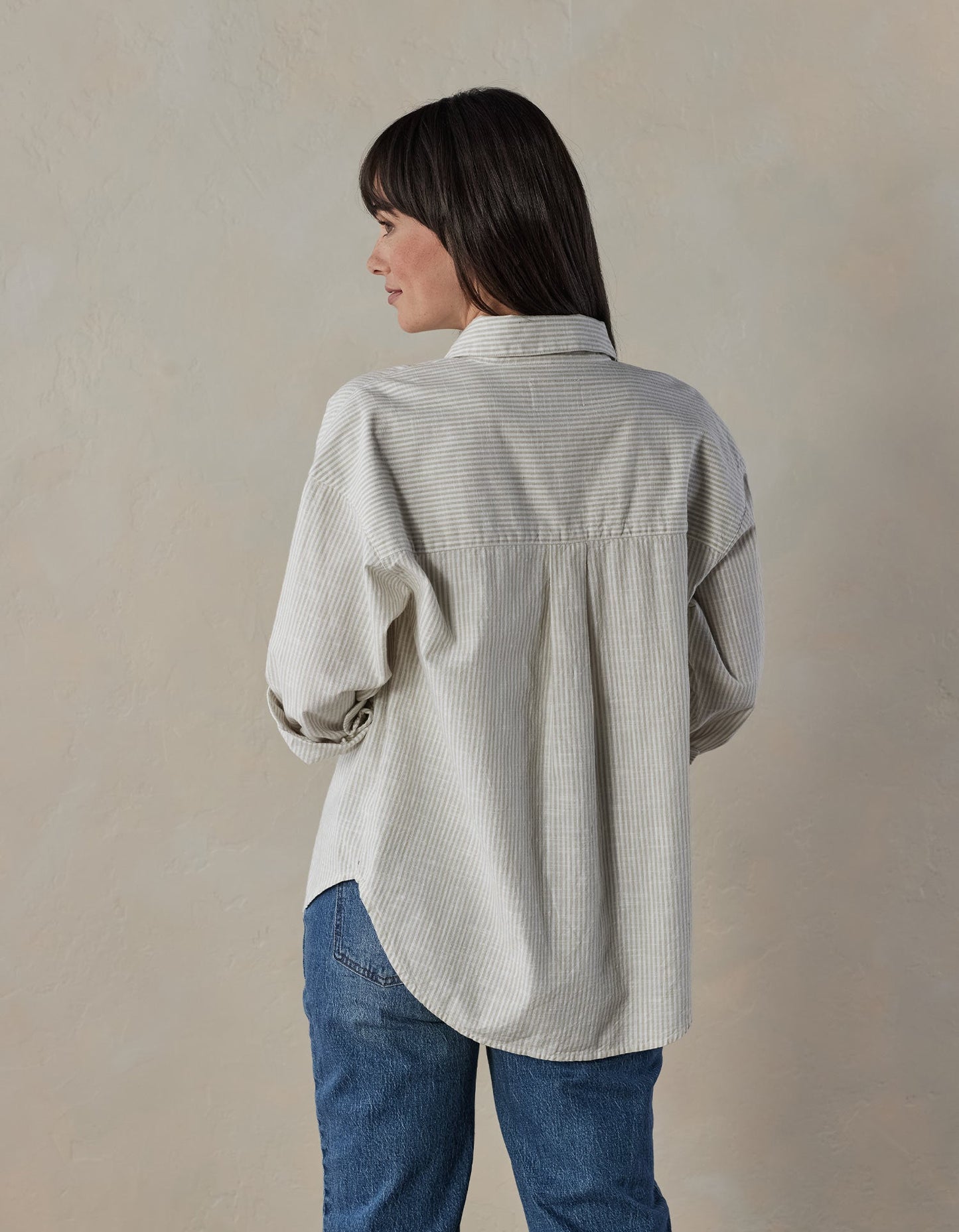 Lived-In Cotton Overshirt in Jute Railroad Stripe