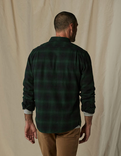 Louis Heavyweight Flannel Overshirt in Evergreen Plaid