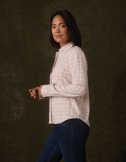 Softloom Flannel Button Up in Oat Plaid