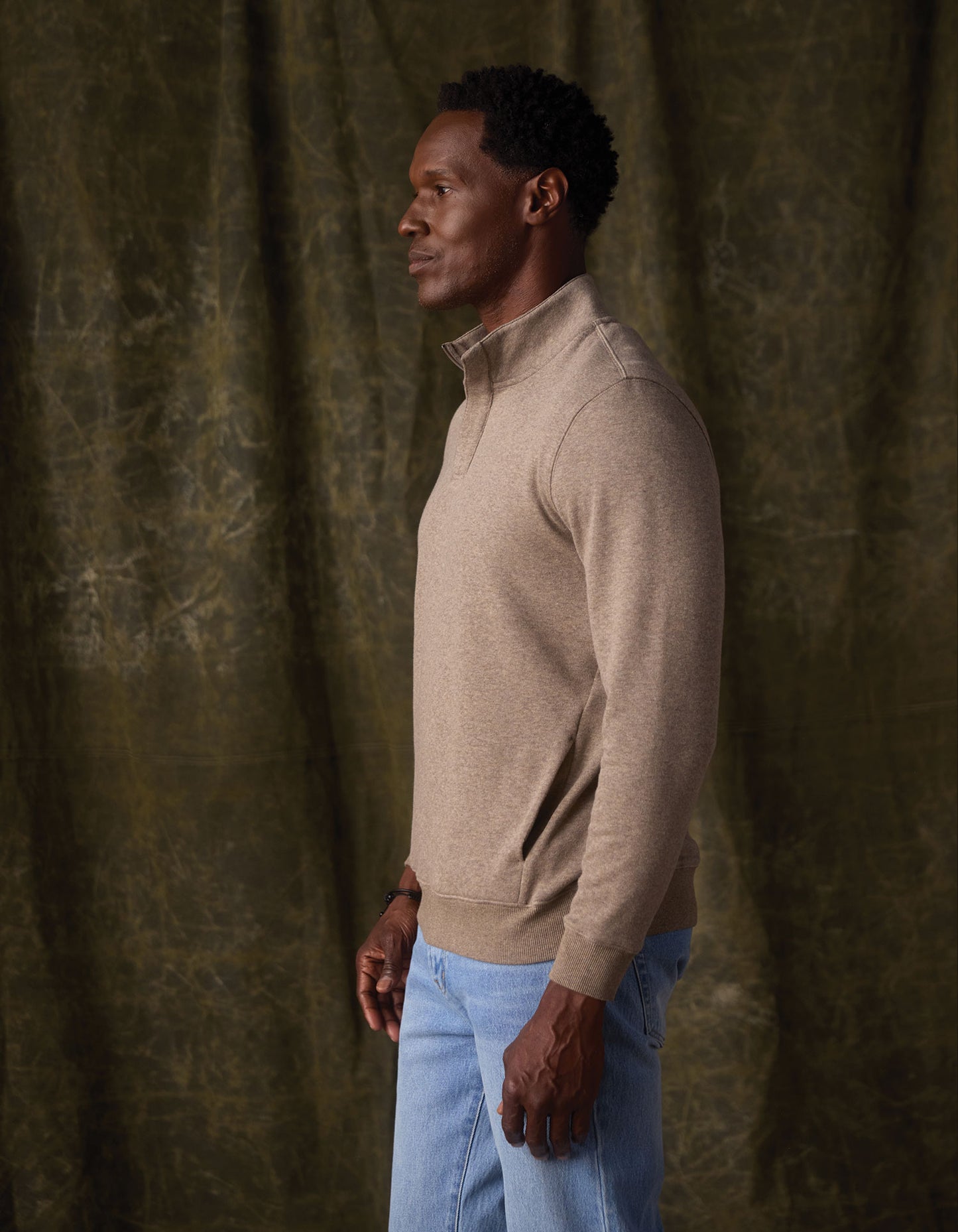 Fleece Puremeso Quarter Zip in Dark Taupe