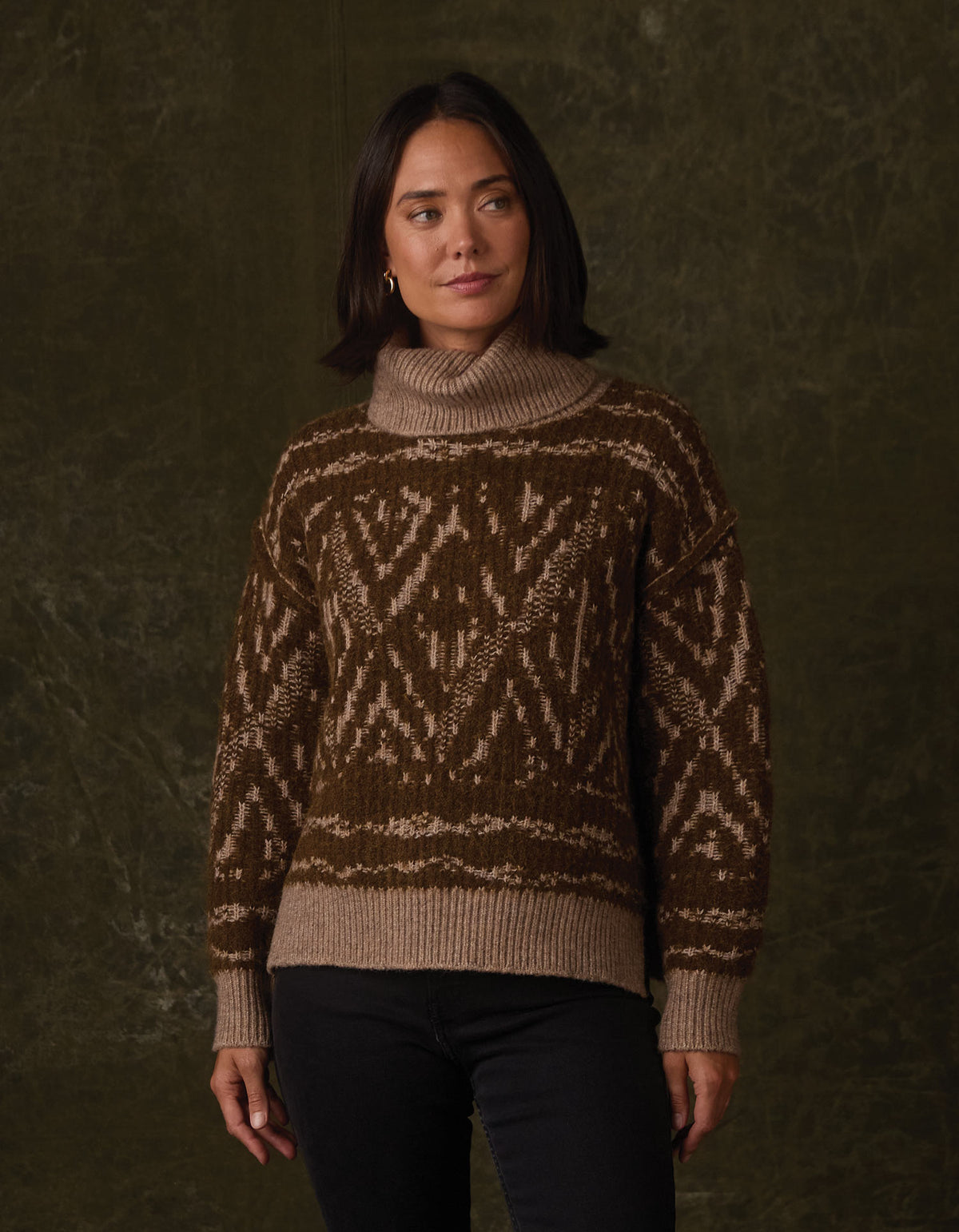 Freya Sweater in Hickory Multi — front view on model