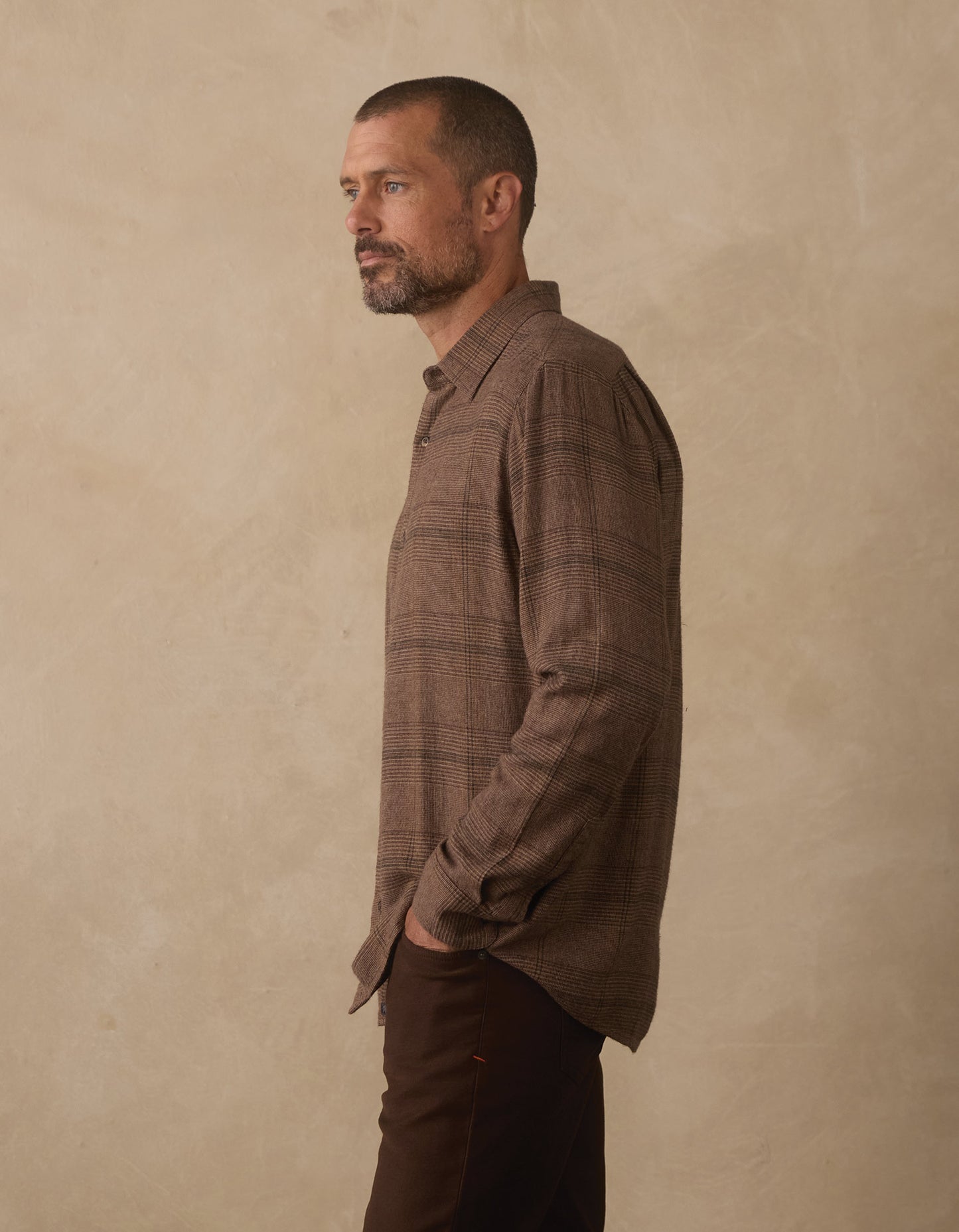 Owen Lightweight Button Up in Espresso Plaid
