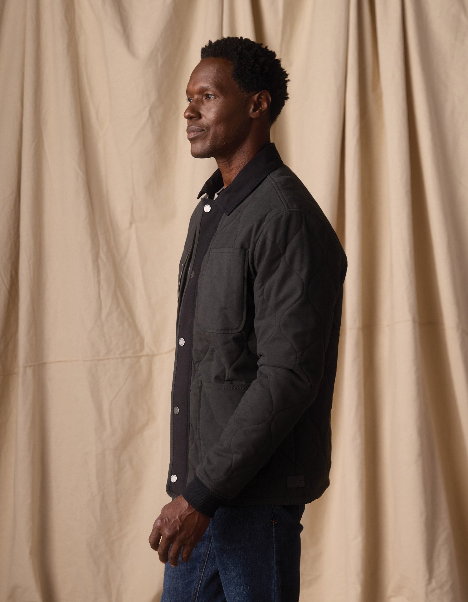 quilting liner real suède jacket/black 3rd RESTOCK 】- AUTHENTIC series - quilting liner real suède