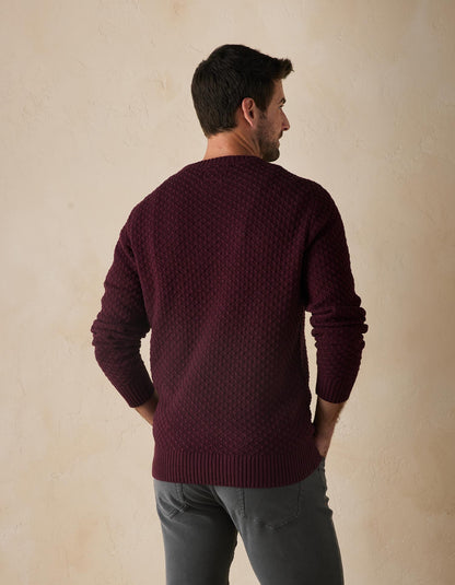 Pique Stitch Crew in Oxblood