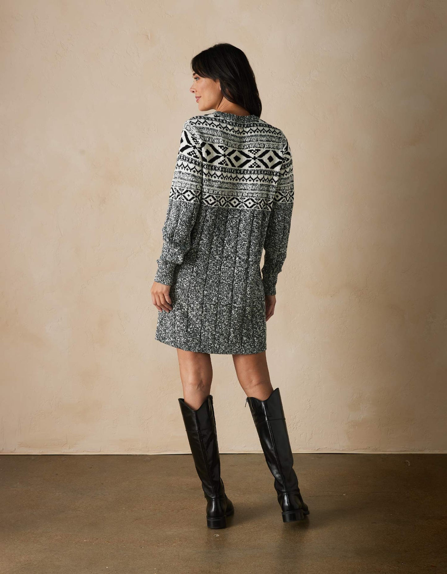 Koda Sweater Dress in Black/White