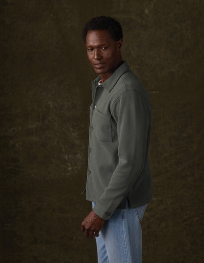 Peached Flat Knit Overshirt in Frosted Pine
