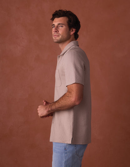 Knit Getaway Button Up in Taupe