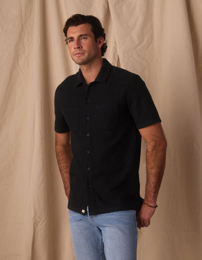 Knit Getaway Button Up in Black