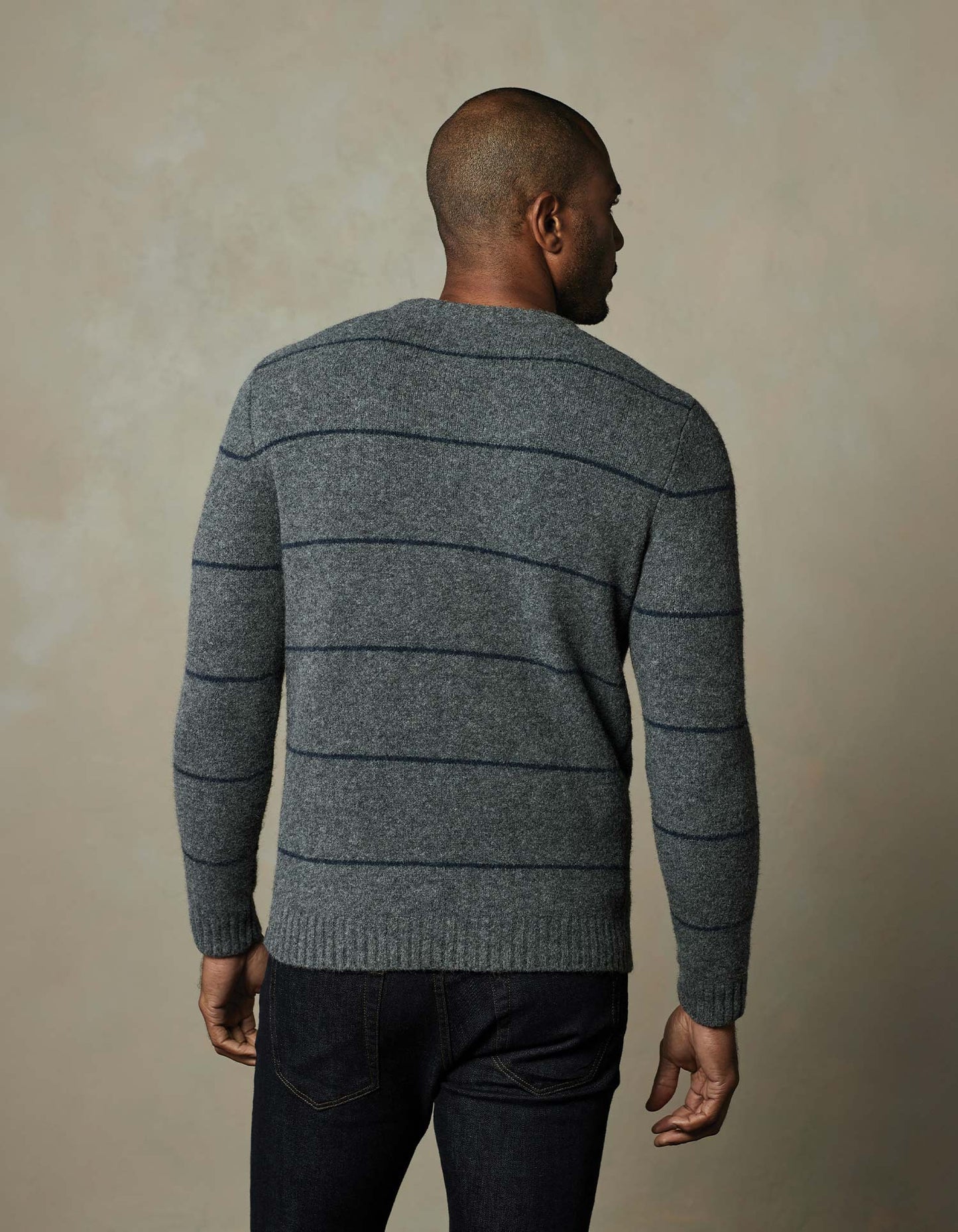 Homebound Crewneck Sweater in Grey Stripe