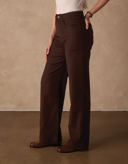 Comfort Terry Wide Leg Pant in Dark Brown