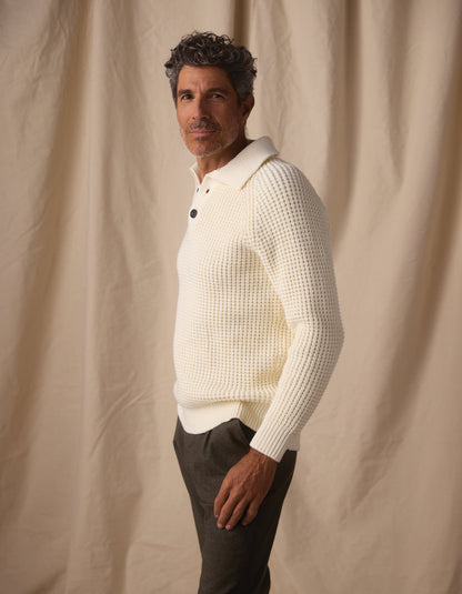 Waffle Sweater Popover in Ivory