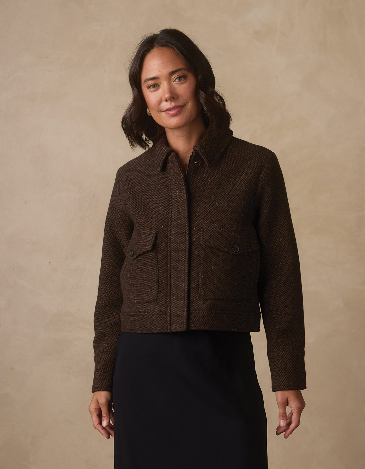 Anne Tweed Jacket in Dark Brown Multi