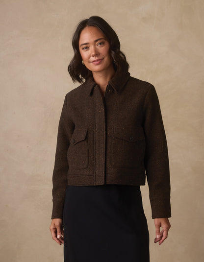 Anne Tweed Jacket in Dark Brown Multi