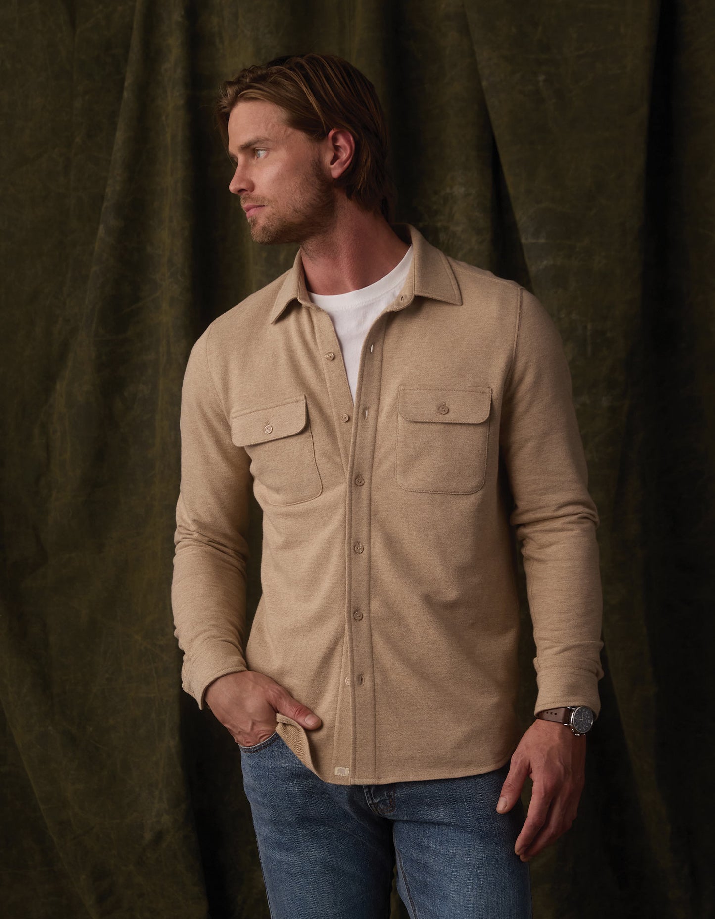 Textured Knit Shirt in Oat