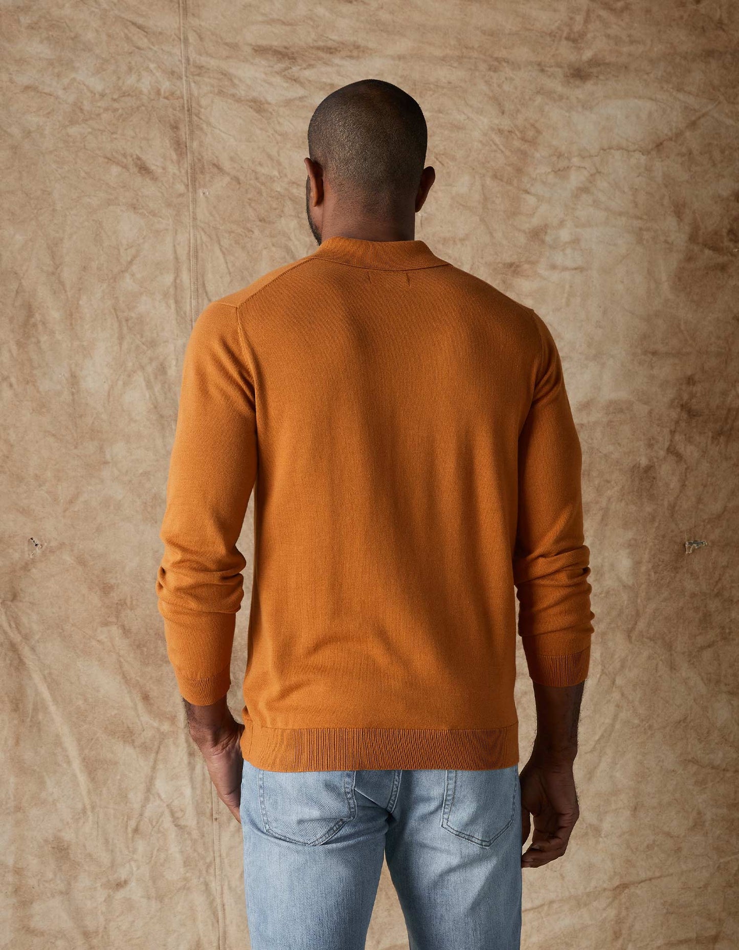 Robles Knit Long Sleeve Polo in Almond