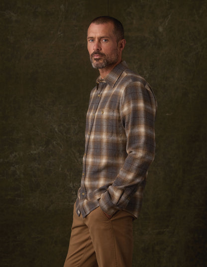 Hudson Double Brushed Flannel in Heathered Grey Plaid
