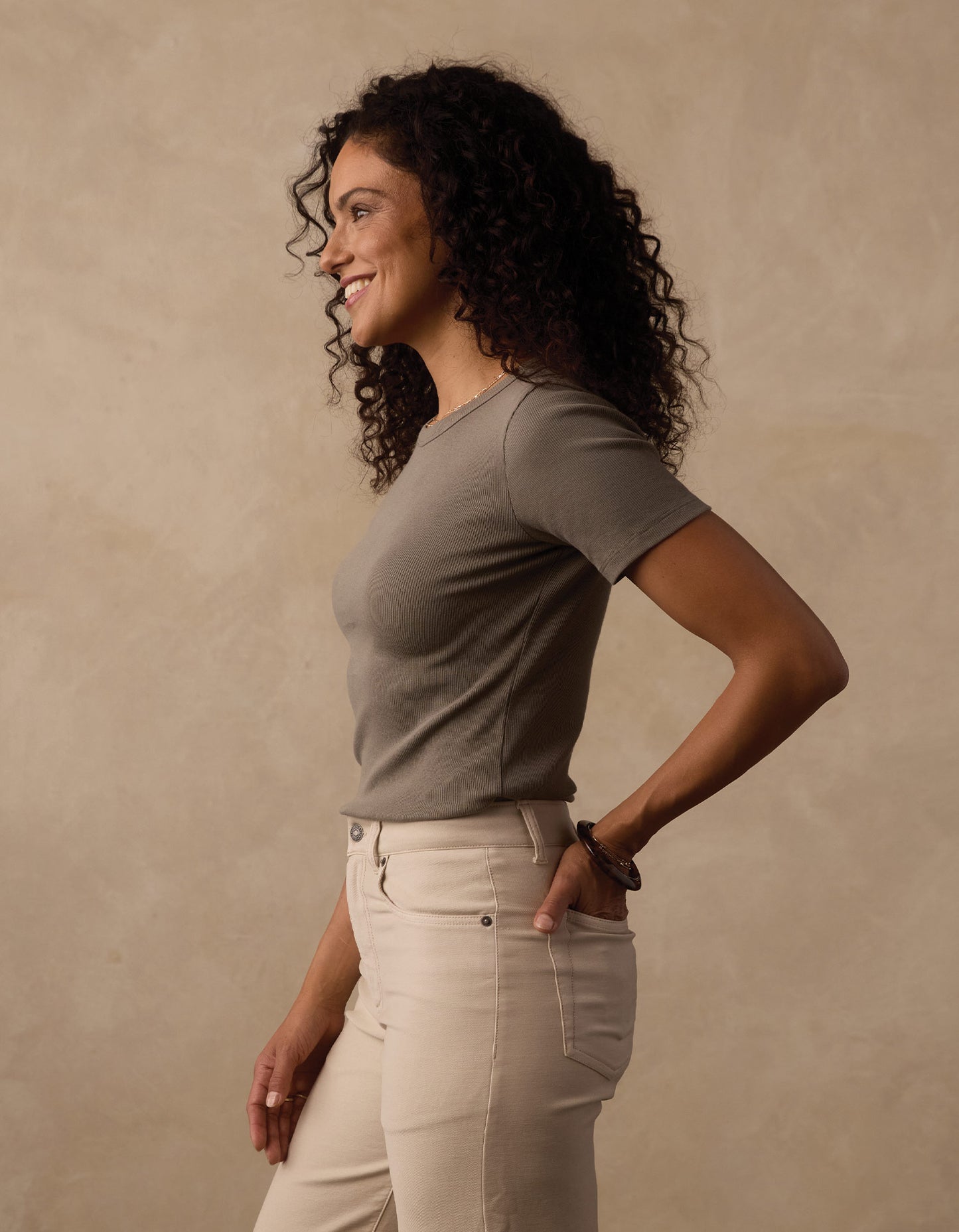 Normal Rib Tee in Moss