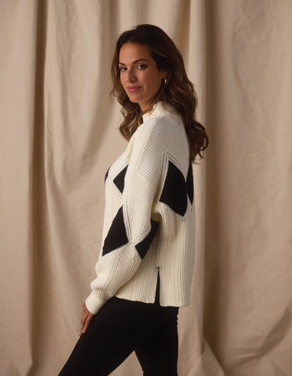 Celeste Sweater in Cream/Black