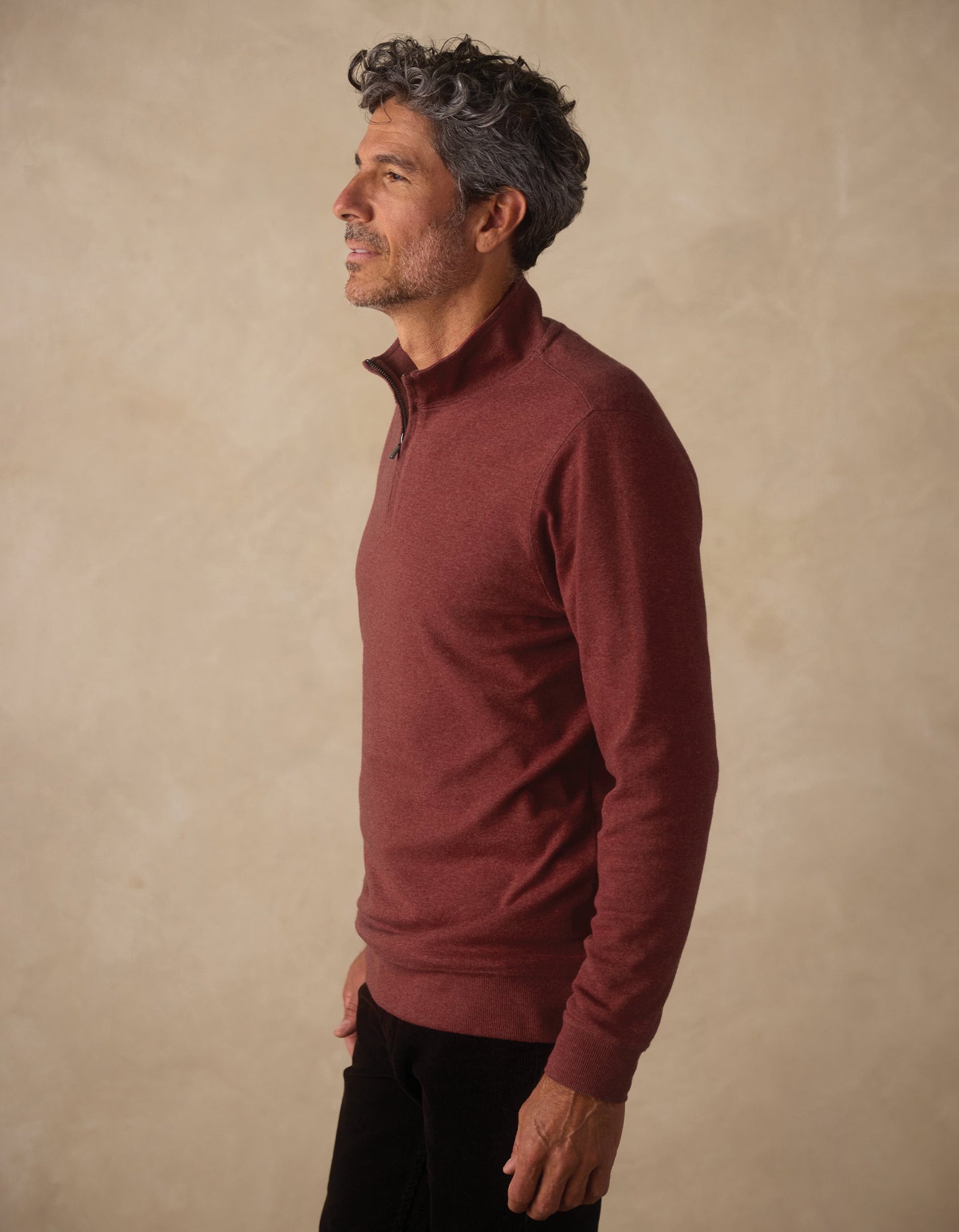 Puremeso Weekend Quarter Zip in Redwood