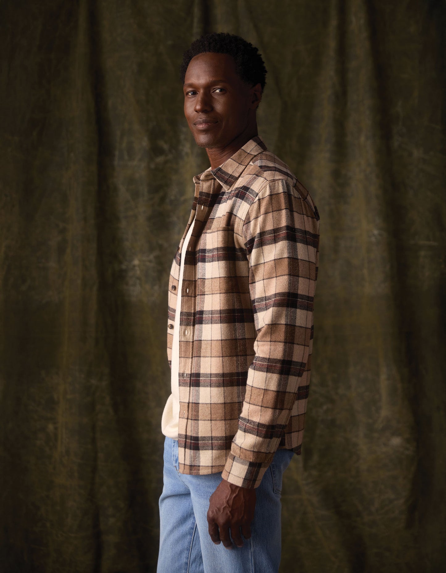 Louis Heavyweight Flannel Overshirt in Mink Plaid