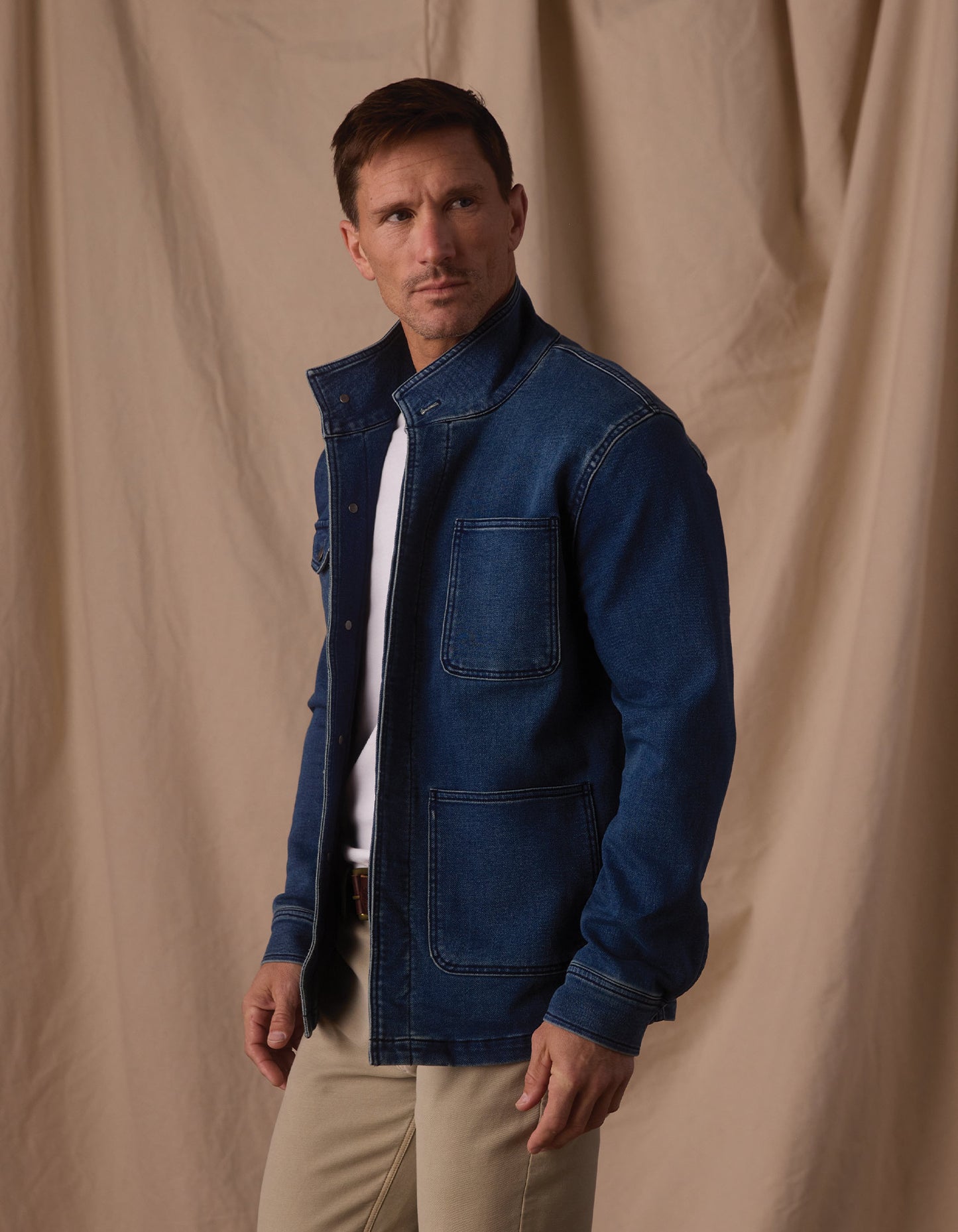 Comfort Terry Jean Chore Coat in Dark Wash