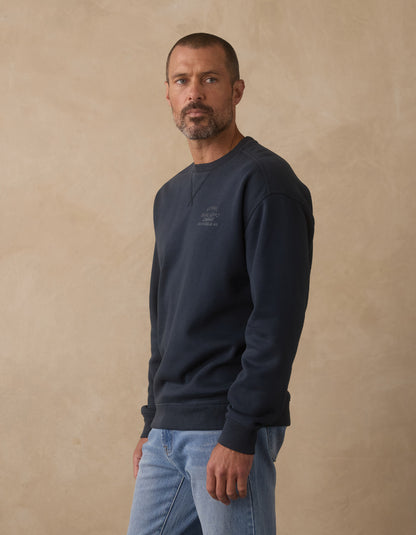 Normal Fleece Graphic Pullover in Shale Blue