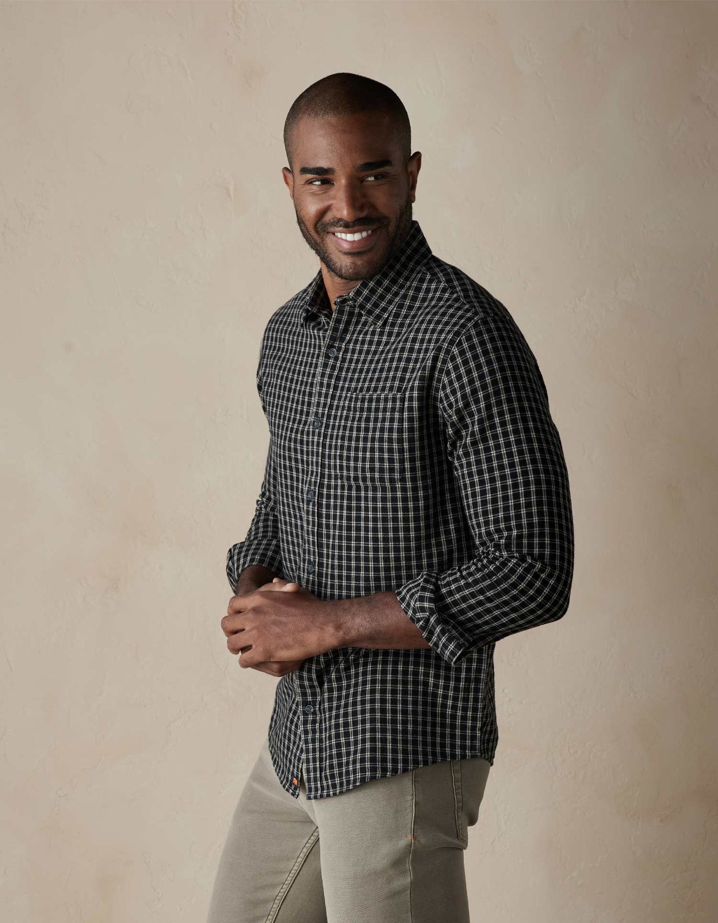 Nikko Button Up Shirt in Black Plaid