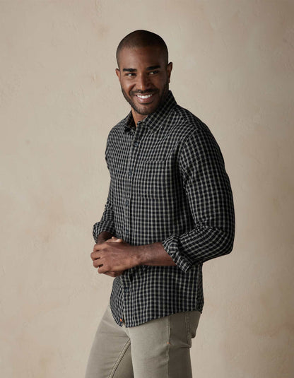 Nikko Button Up Shirt in Black Plaid