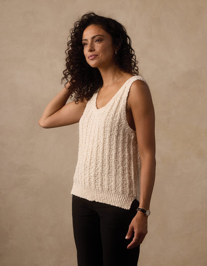 Louise Scoop Neck Tank in Ivory