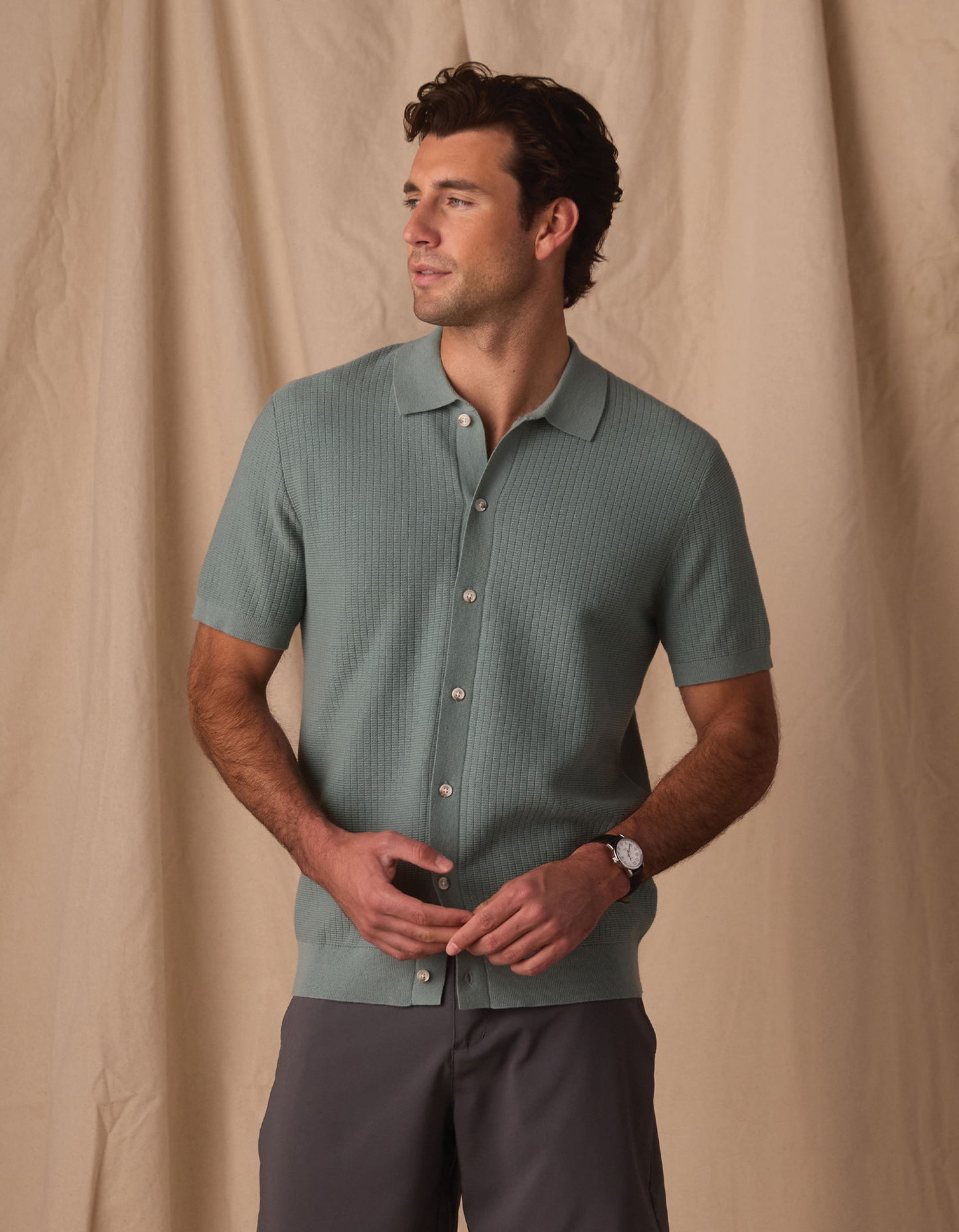 Breezeknit Button Up in Juniper