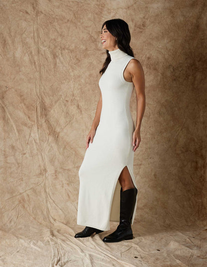 Athena Column Dress in Winter White