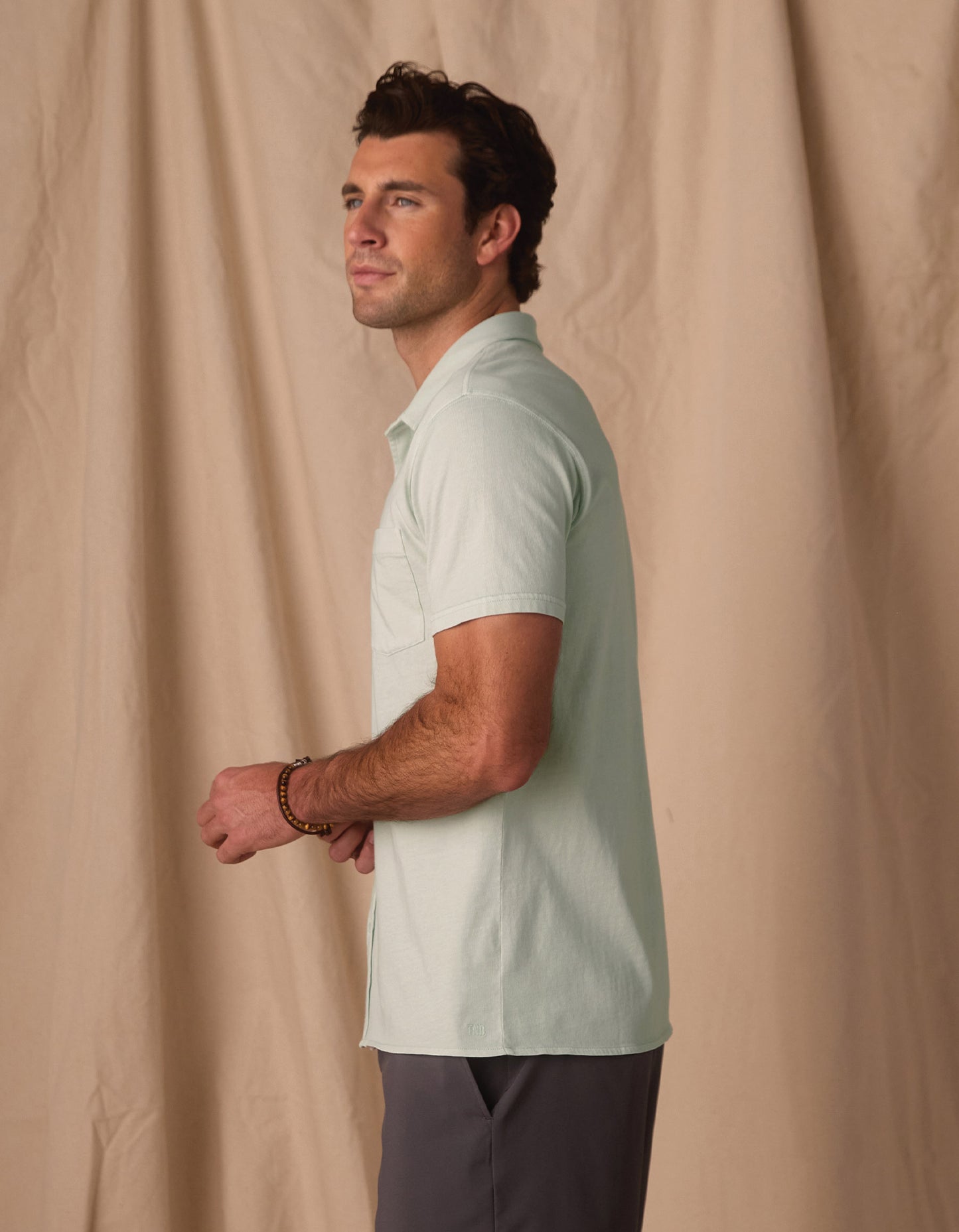 Normal Jersey Button Up in Sea Glass