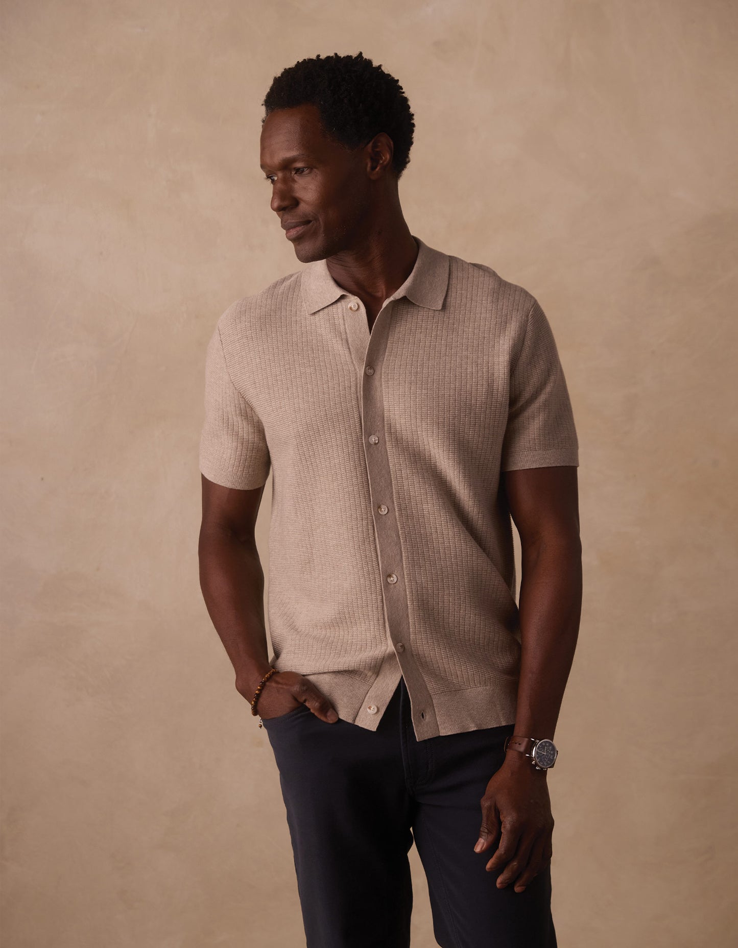 Breezeknit Button Up in Flax