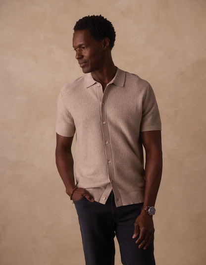 Breezeknit Button Up in Flax
