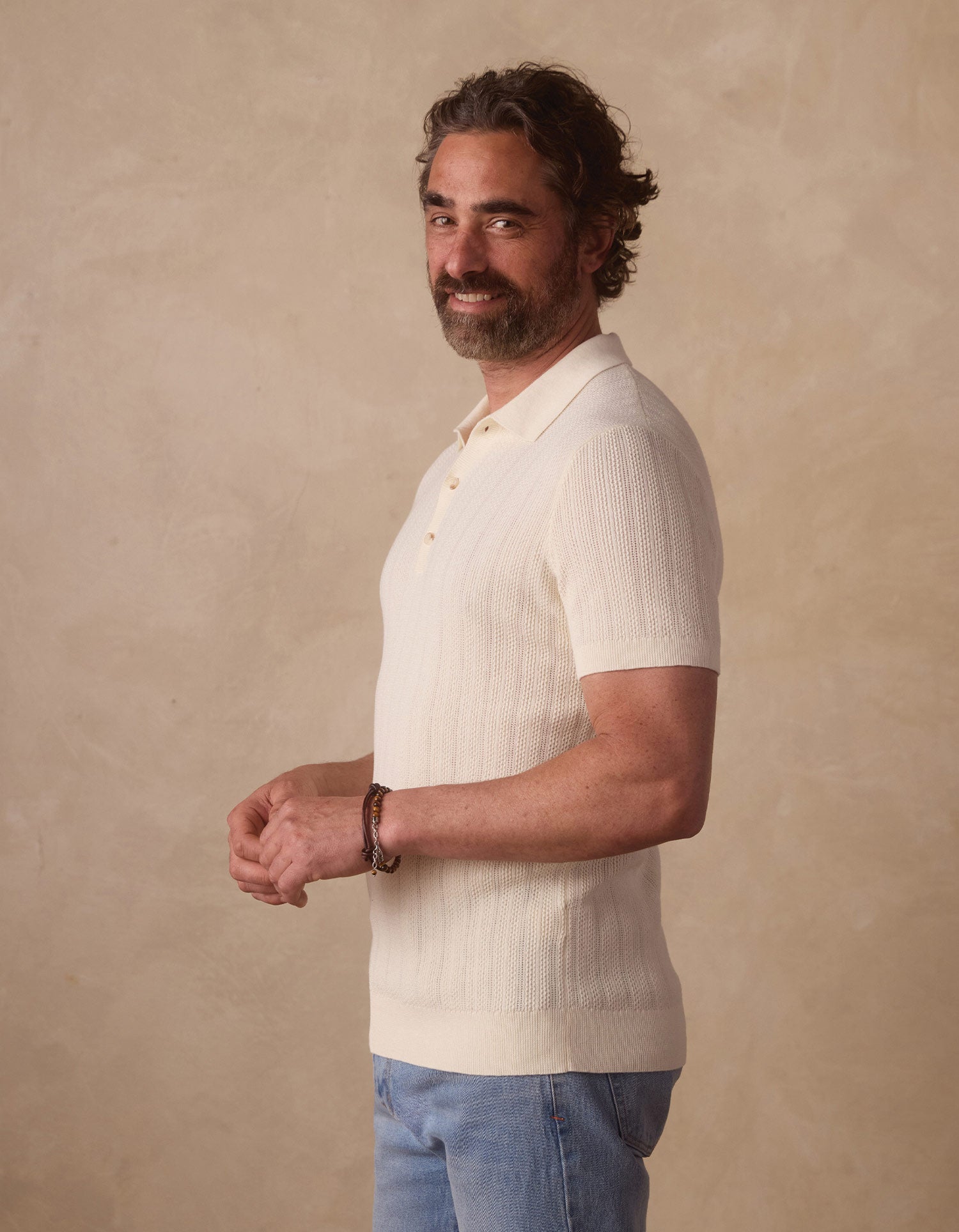 Robles Textured Knit Polo in Ivory – The Normal Brand