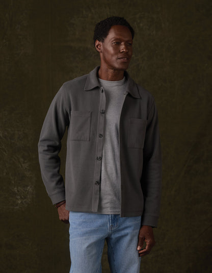 Peached Flat Knit Overshirt in Shadow