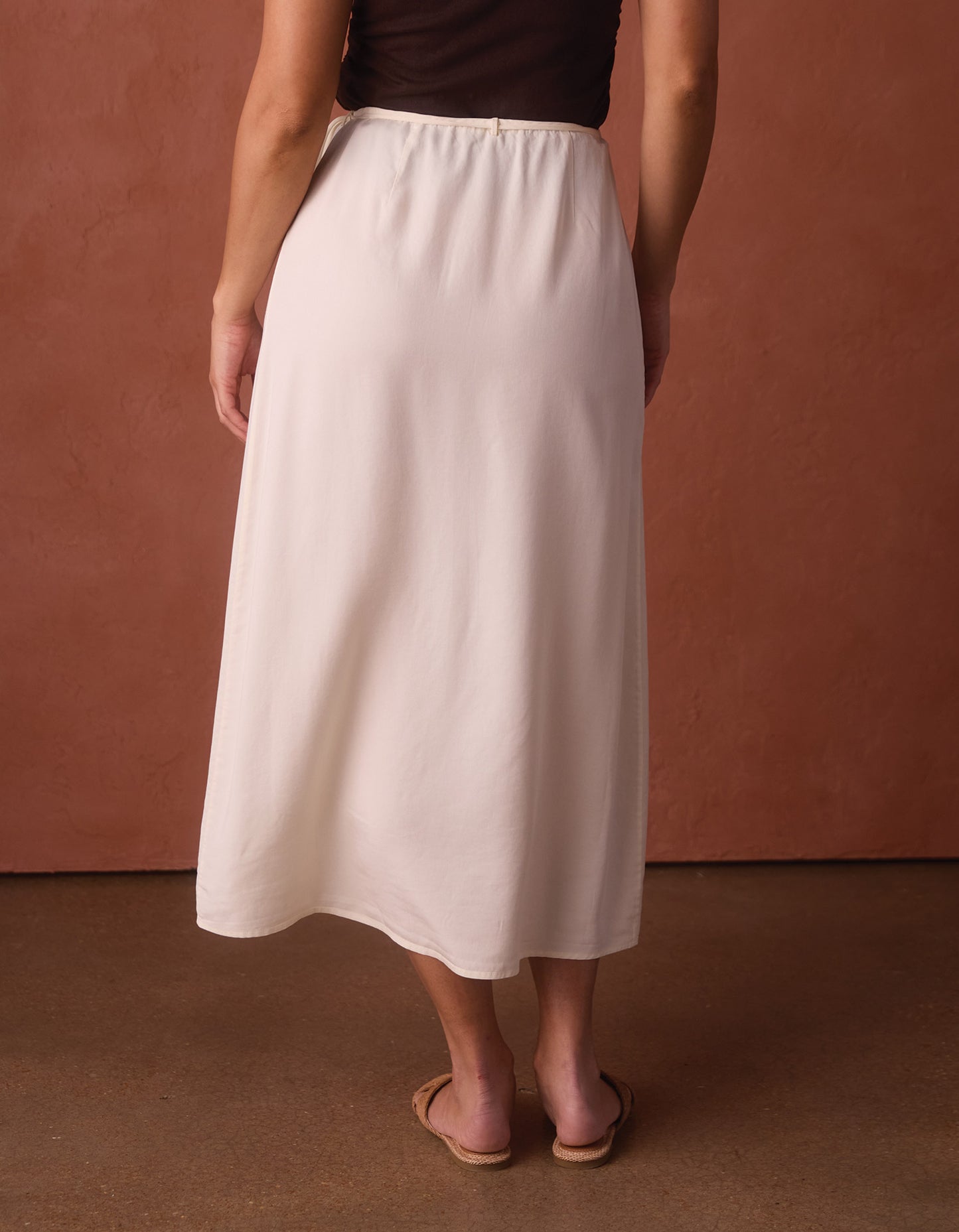 Sueded Costa Wrap Skirt in Ivory