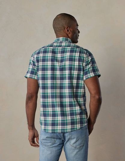 Jasper Short Sleeve Button Down Shirt in Lagoon Plaid