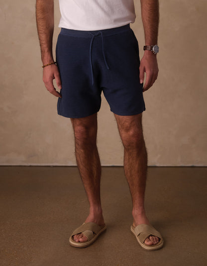 Robles Birdseye Knit Short in Denim/Dark Navy