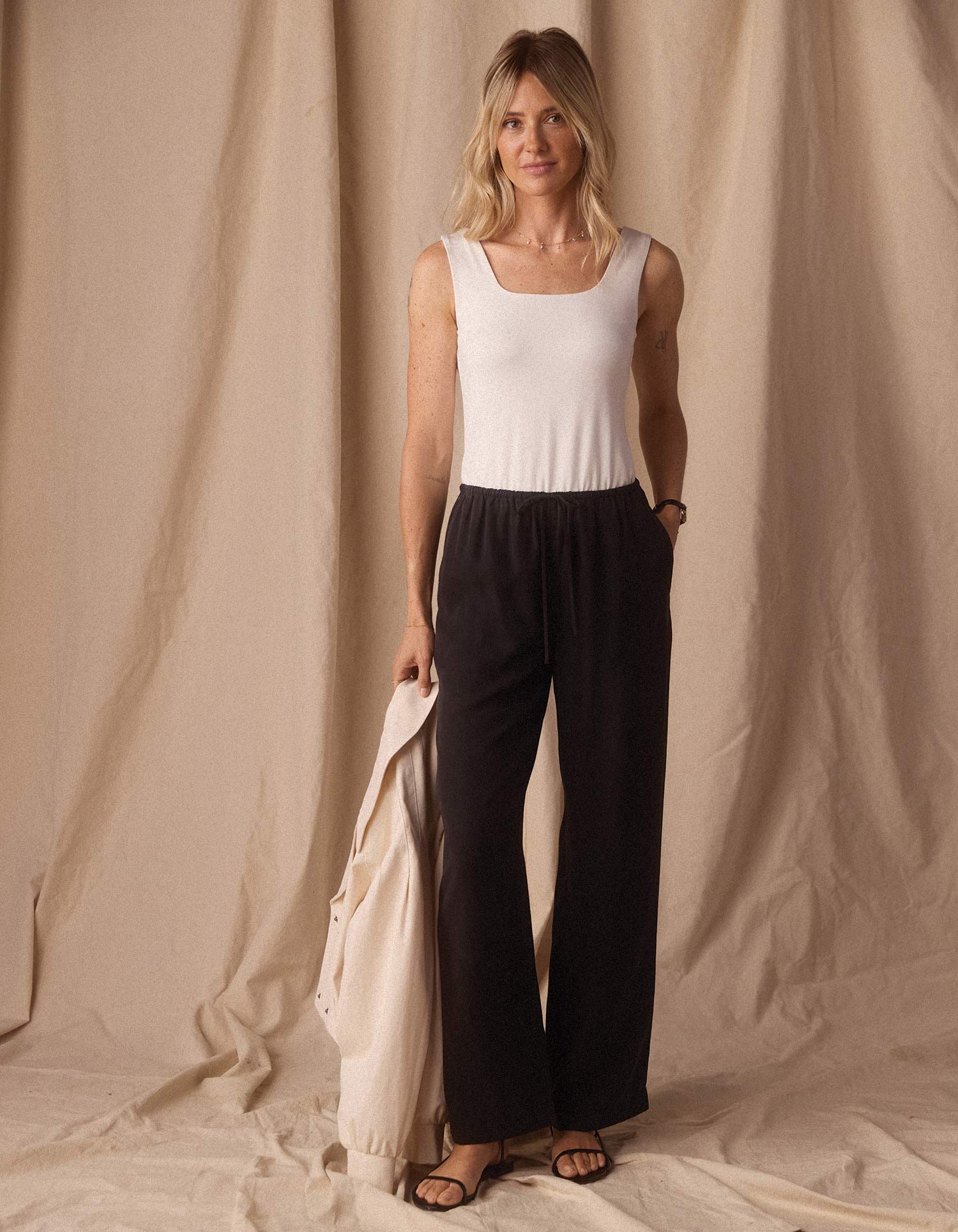 Sueded Costa Drawcord Pant in Black – The Normal Brand