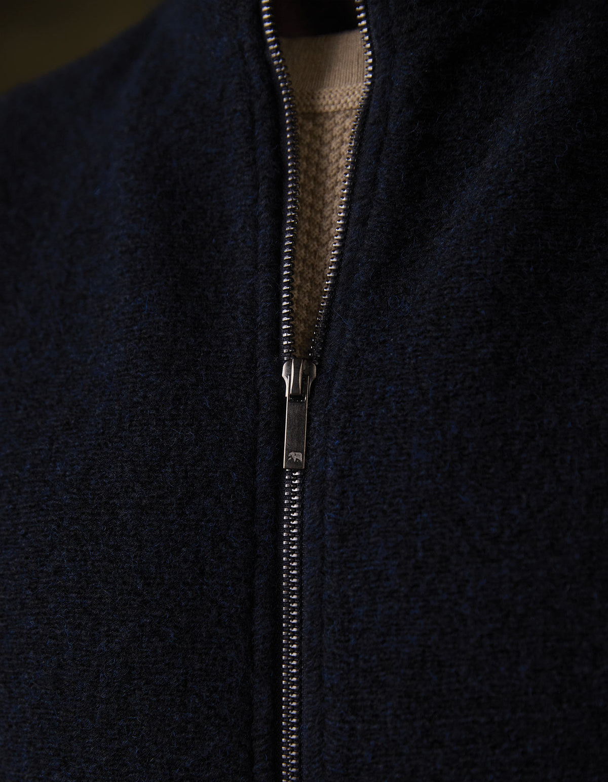Brushed Knit Boucle Vest in Navy